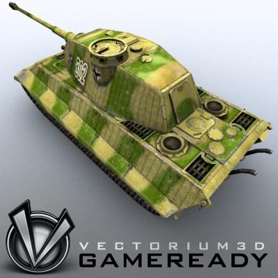 3D Model of Game Ready Low Poly King Tiger model - 3D Render 3